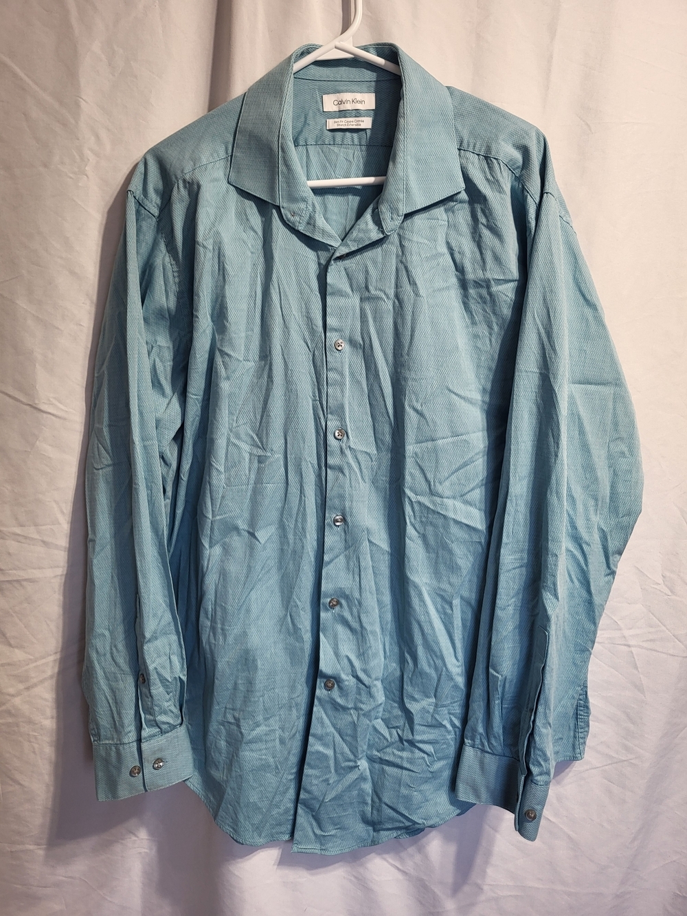Calvin Klein Men's Sky Blue Button-Up Dress Shirt, Size XL